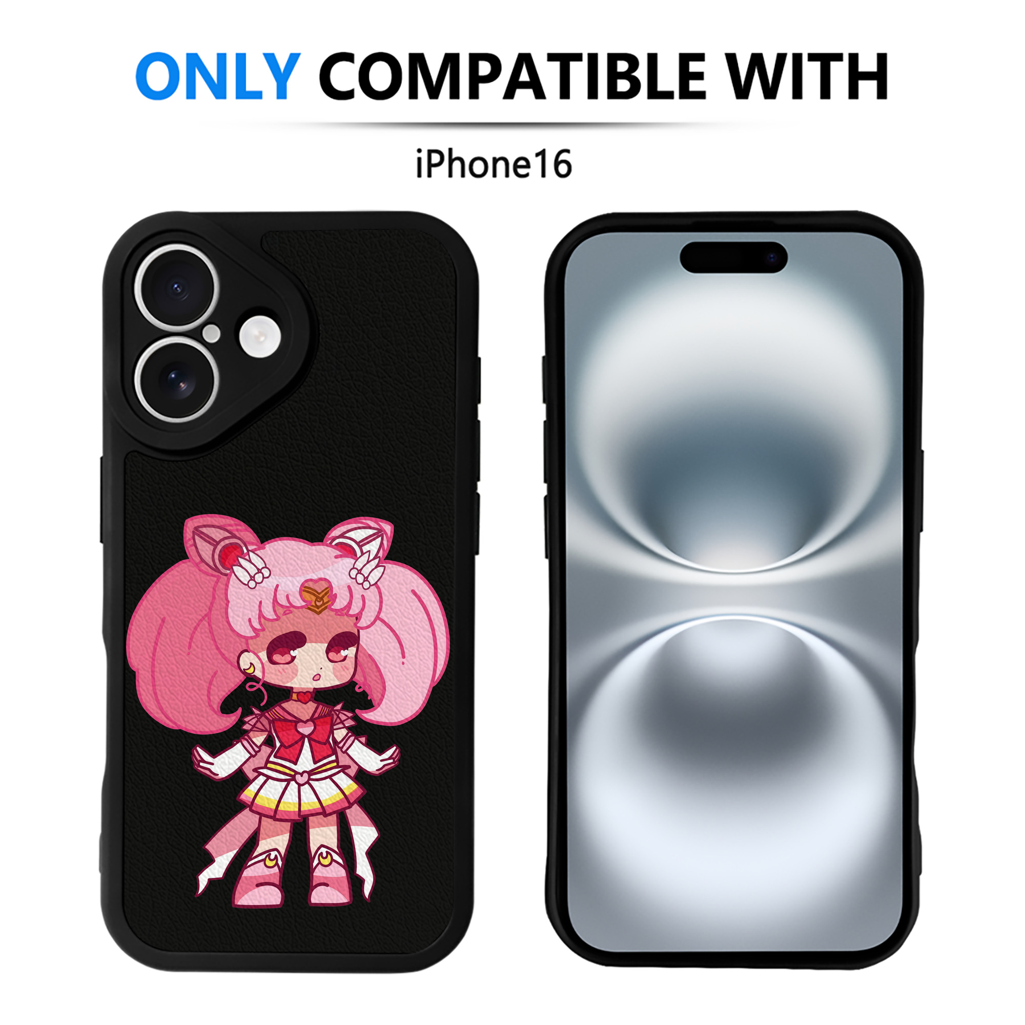 （画像用） 美少女戦士セーラームーン ちびうさ Sailor Moon Chibiusa Tsukino Usagi Small Lady Serenity 【iPhone 16シリーズ対応】シリコンスマホケース（レザー調） 材質：シリコン